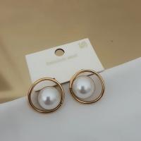 Çelik gold detaylı incili küpe 