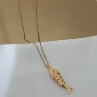 Çelik gold rengi balık üçlü kolye