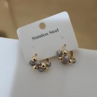 Çelik iki renkli gold ve silver taşlı mini halka küpe 