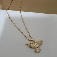 Çelik taşlı kuş detaylı kolye 