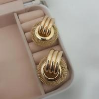 Hasır detaylı gold küpe