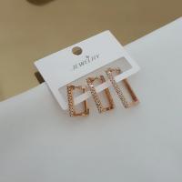 Vip 3 lü dikdortgen taşlı küpe set 