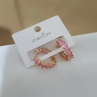 Vip pembe baget taşlı küpe
