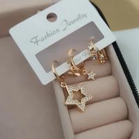 Vip taşlı yıldızlı 3 lü küpe set